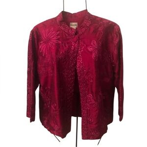 Chicos Silk Embroidered Blazer